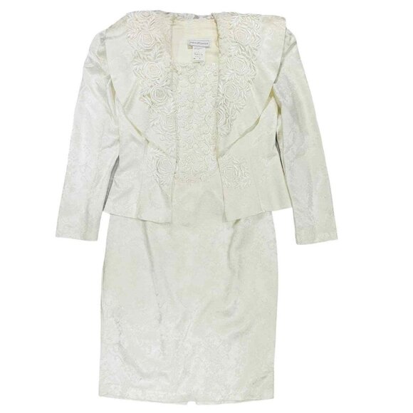 Jessica McClintock Vintage 80's 2 Piece Lace Brocade Bridal Cottagecore Dress Se - Picture 1 of 12